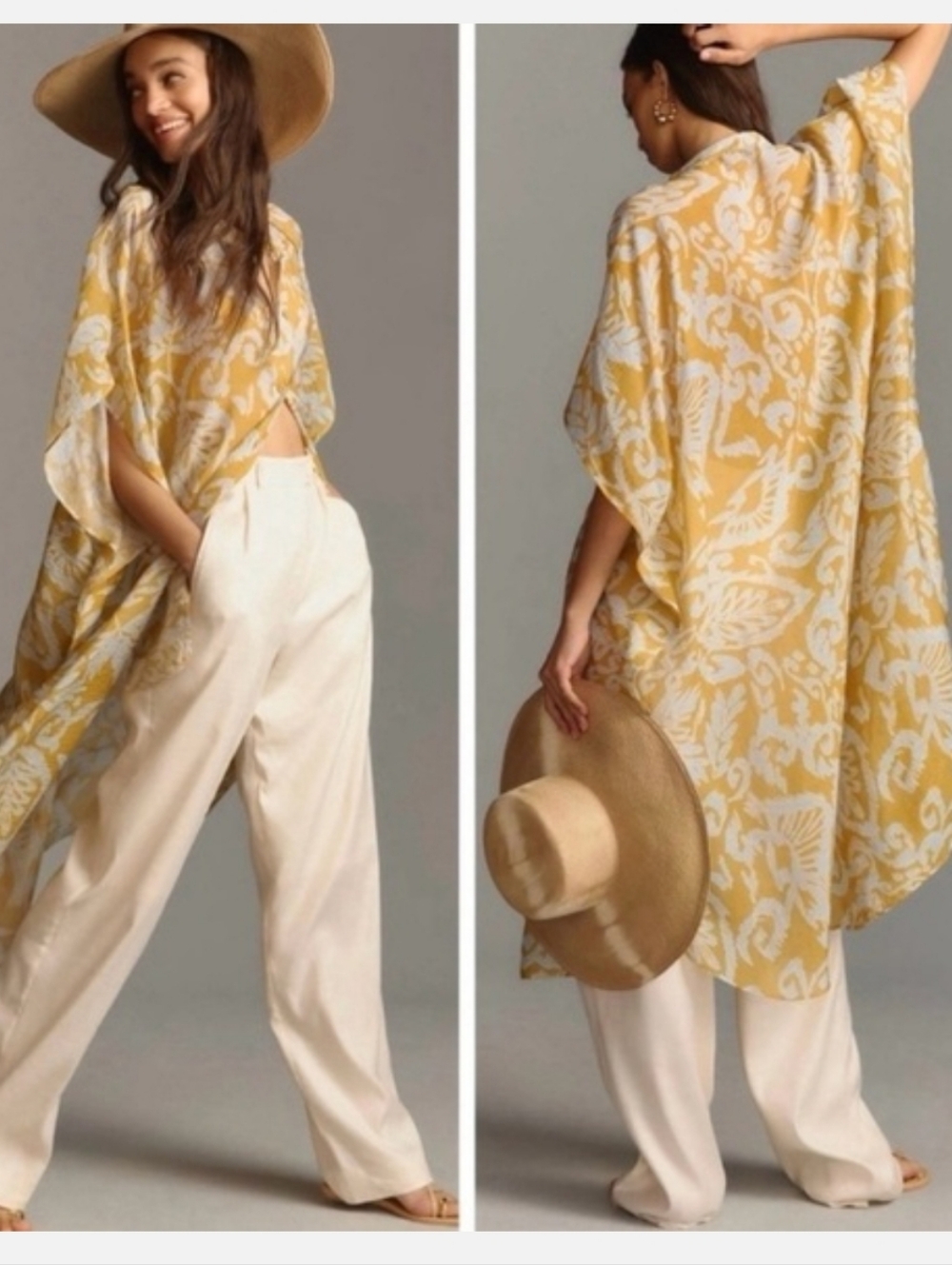 Anthropologie Patterned Sheer Kaftan One Size